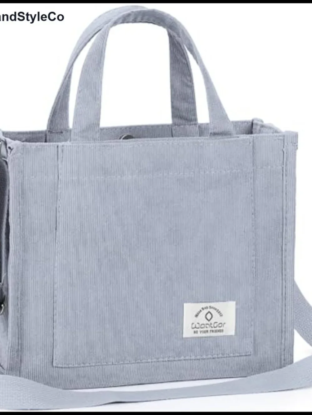 Corduroy Tote Bag with Adjustable Shoulder Strap Multi-Pocket
